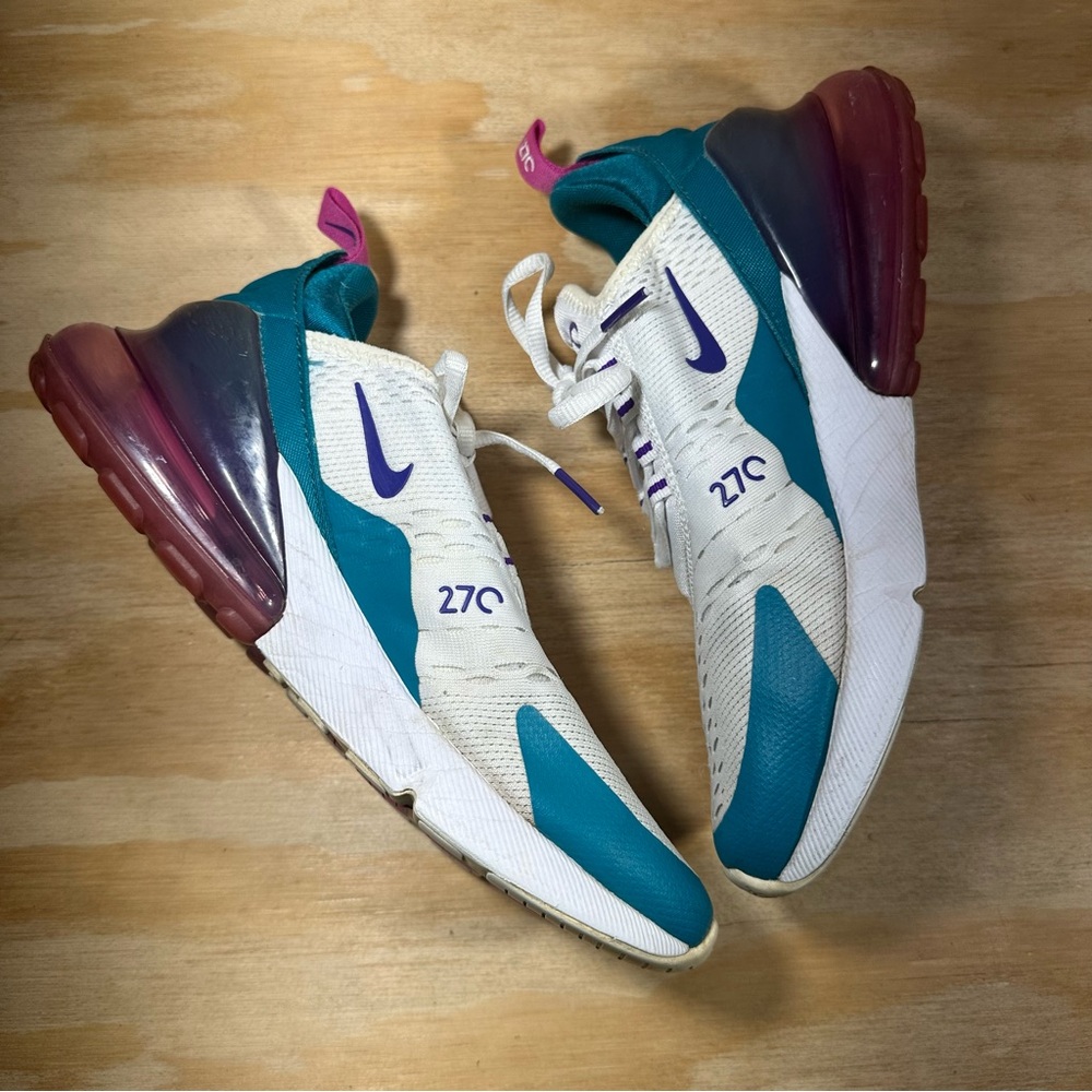 Nike White and Teal Sneakers with Purple Accents - Picture 4 of 9